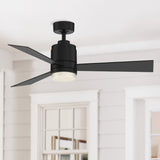 Fanimation Studio Collection All-Weather Pylon 48-in Matte Black LED Indoor/Outdoor Ceiling Fan with Remote (3-Blade)