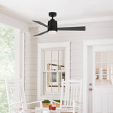 Fanimation Studio Collection All-Weather Pylon 48-in Matte Black LED Indoor/Outdoor Ceiling Fan with Remote (3-Blade)