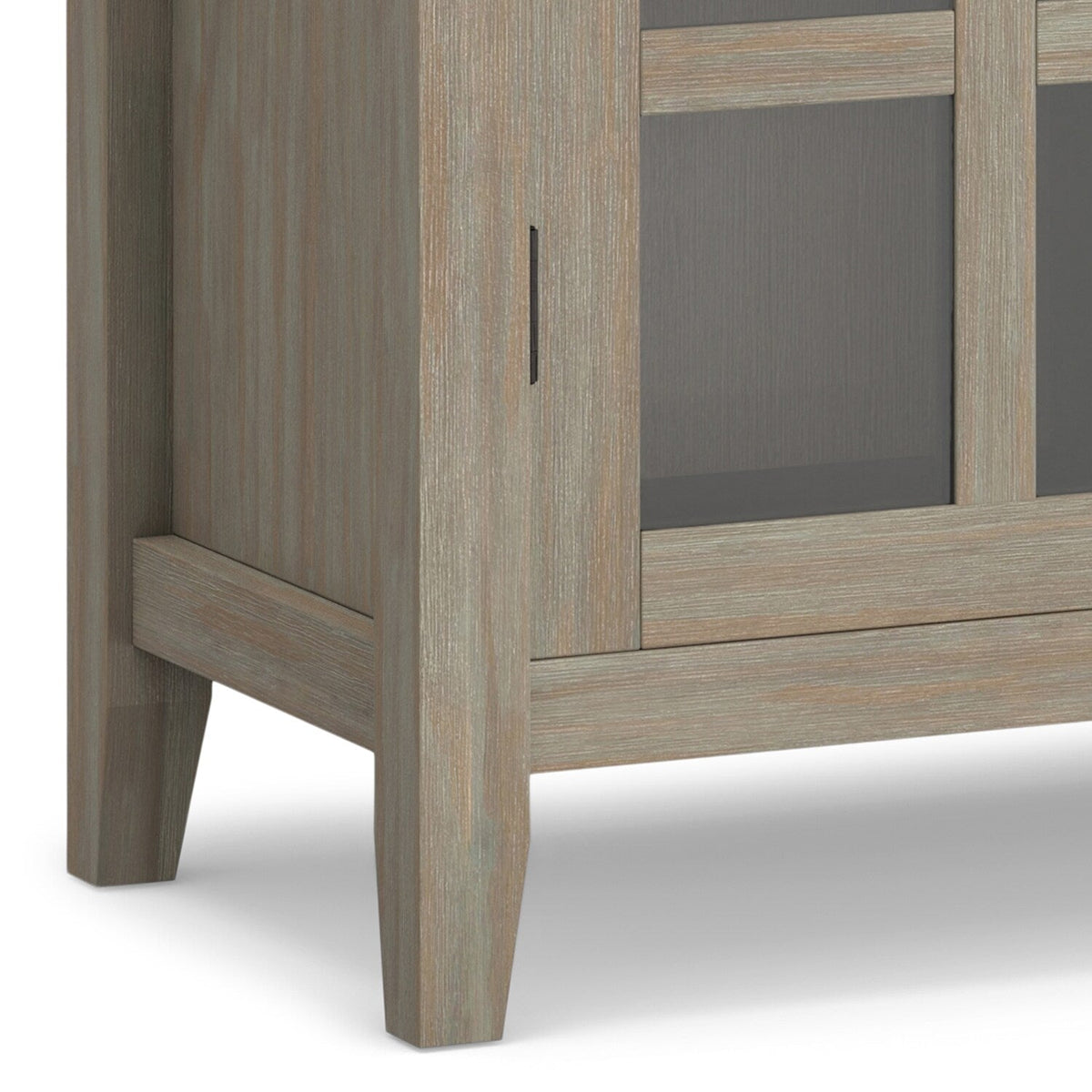 Simpli Home Artisan Distressed Grey Transitional Wood Media Cabinet