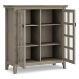 Simpli Home Artisan Distressed Grey Transitional Wood Media Cabinet
