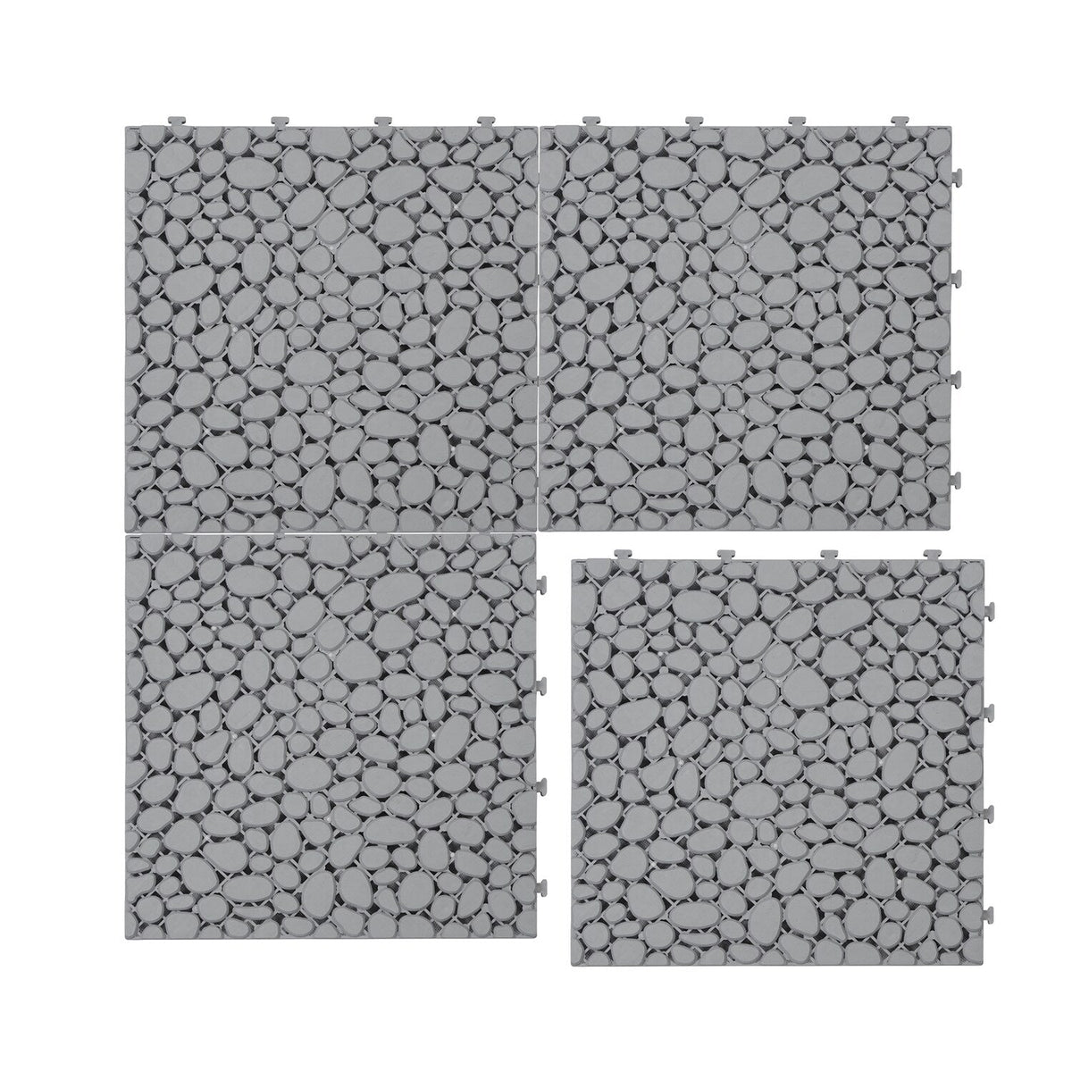 Bybafun 12-in x 12-in 60-Pack Gray Prefinished Vinyl/Plastic Deck Tile (60-sq ft)