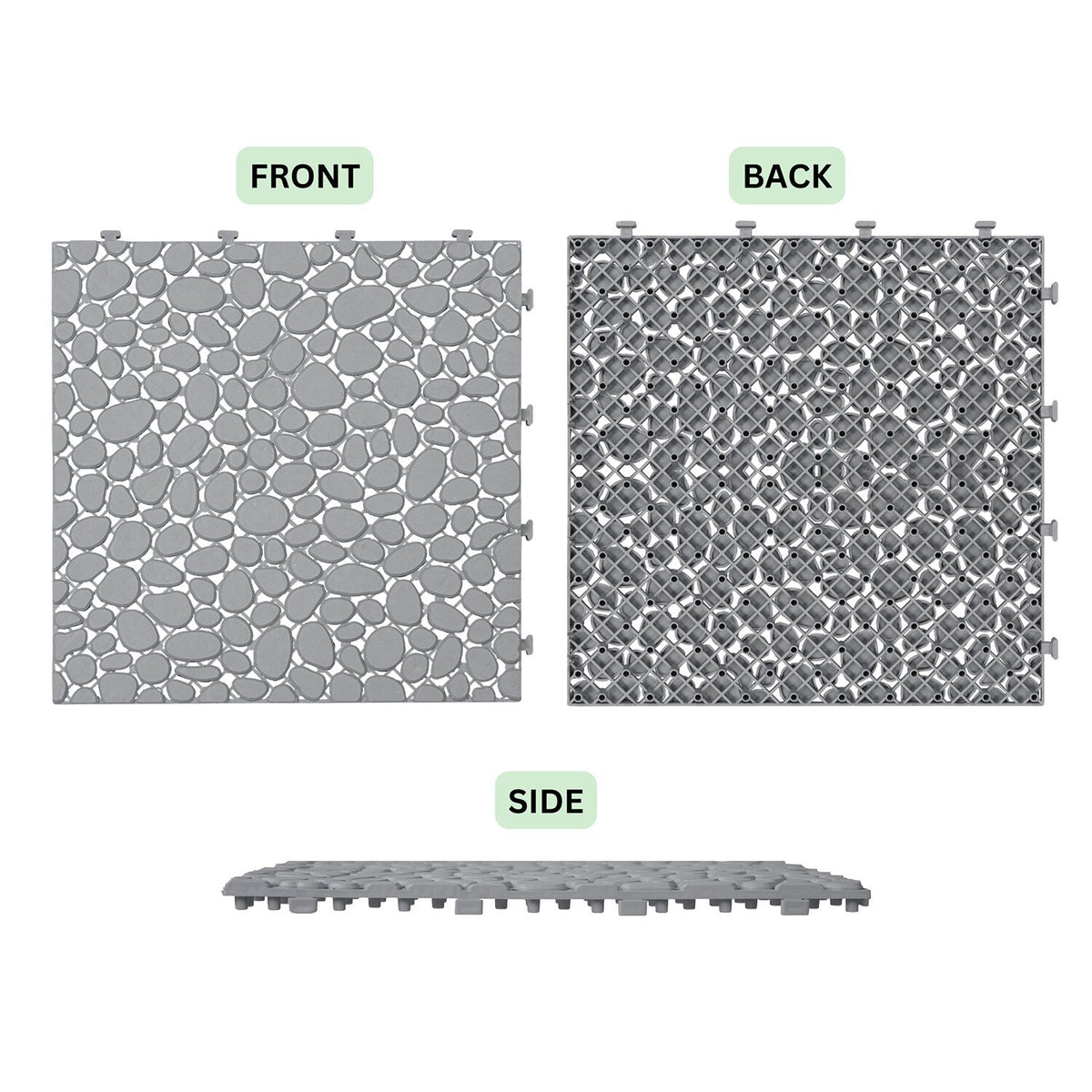 Bybafun 12-in x 12-in 12-Pack Gray Prefinished Vinyl/Plastic Deck Tile (12-sq ft)