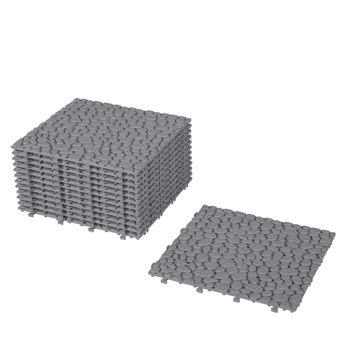 Bybafun 12-in x 12-in 12-Pack Gray Prefinished Vinyl/Plastic Deck Tile (12-sq ft)