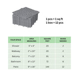 Bybafun 12-in x 12-in 12-Pack Gray Prefinished Vinyl/Plastic Deck Tile (12-sq ft)