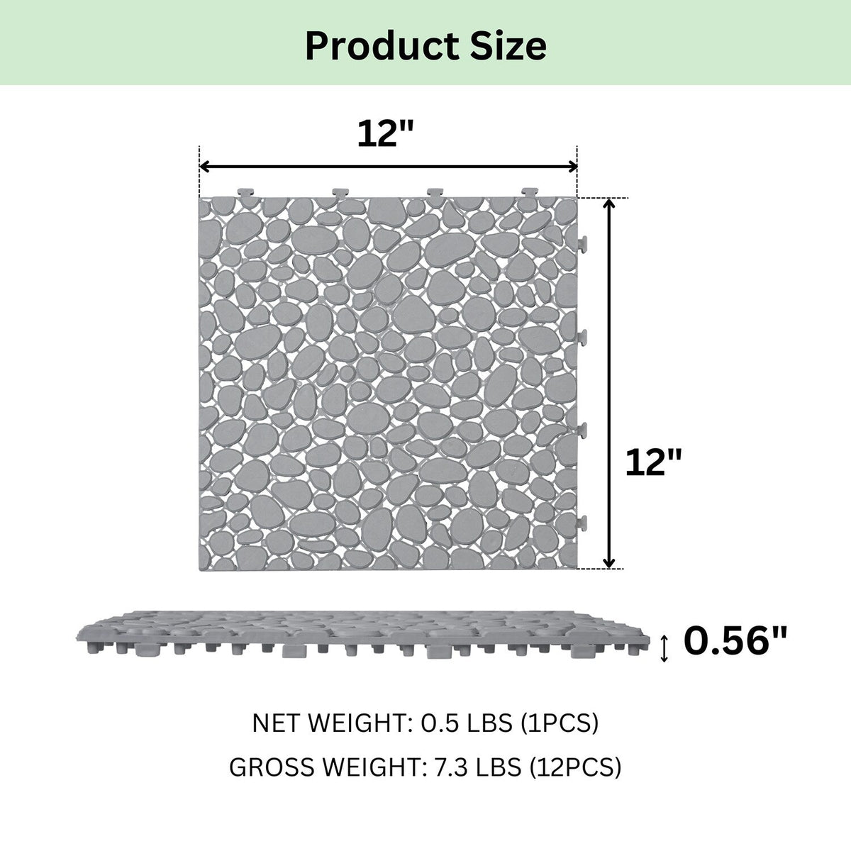 Bybafun 12-in x 12-in 12-Pack Gray Prefinished Vinyl/Plastic Deck Tile (12-sq ft)