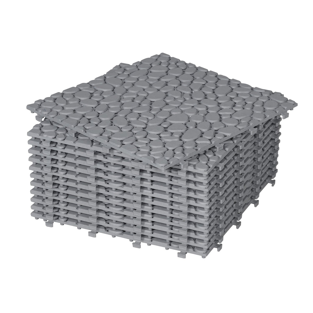 Bybafun 12-in x 12-in 12-Pack Gray Prefinished Vinyl/Plastic Deck Tile (12-sq ft)