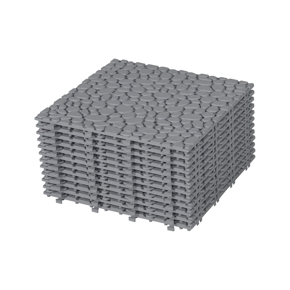 Bybafun 12-in x 12-in 12-Pack Gray Prefinished Vinyl/Plastic Deck Tile (12-sq ft)