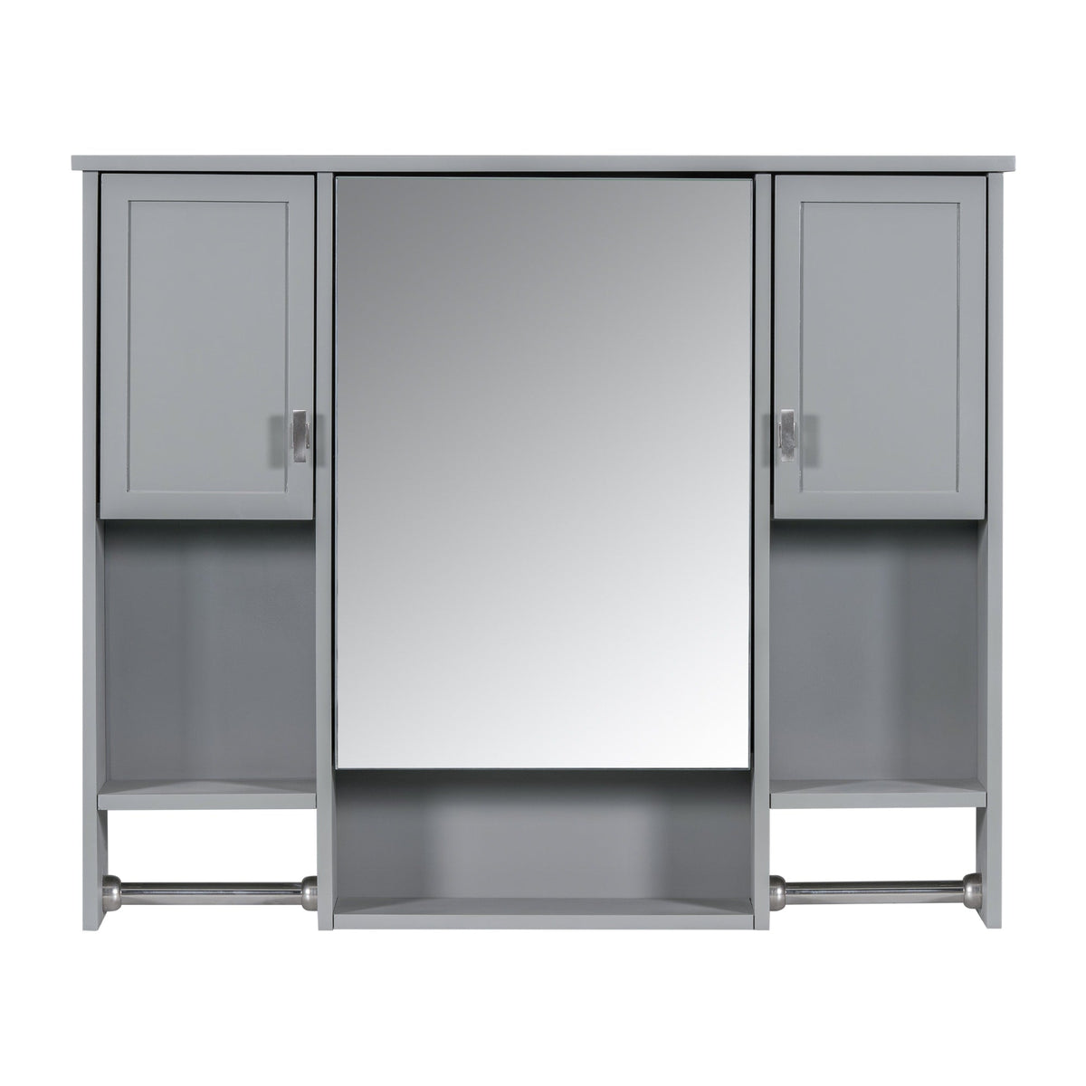 DELUXE LIVING 35-in x 28.7-in x 6.7-in Gray Soft Close Bathroom Wall Cabinet