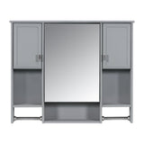 DELUXE LIVING 35-in x 28.7-in x 6.7-in Gray Soft Close Bathroom Wall Cabinet