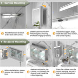 ExBrite Vilara 40-in x 32-in Lighted LED Fog Free Surface/Recessed Mount Silver Mirrored Soft Close Medicine Cabinet with Outlet