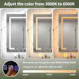 ExBrite Vilara 48-in x 32-in Lighted LED Fog Free Surface/Recessed Mount Silver Mirrored Soft Close Medicine Cabinet with Outlet