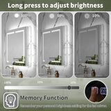 ExBrite Vilara 40-in x 32-in Lighted LED Fog Free Surface/Recessed Mount Silver Mirrored Soft Close Medicine Cabinet with Outlet
