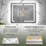 ExBrite Vilara 40-in x 32-in Lighted LED Fog Free Surface/Recessed Mount Silver Mirrored Soft Close Medicine Cabinet with Outlet