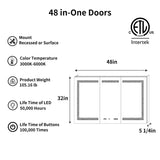 ExBrite Vilara 48-in x 32-in Lighted LED Fog Free Surface/Recessed Mount Silver Mirrored Soft Close Medicine Cabinet with Outlet