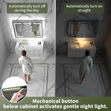 ExBrite Vilara 48-in x 32-in Lighted LED Fog Free Surface/Recessed Mount Silver Mirrored Soft Close Medicine Cabinet with Outlet