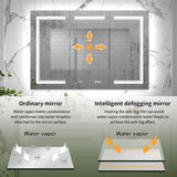 ExBrite Vilara 48-in x 32-in Lighted LED Fog Free Surface/Recessed Mount Silver Mirrored Soft Close Medicine Cabinet with Outlet