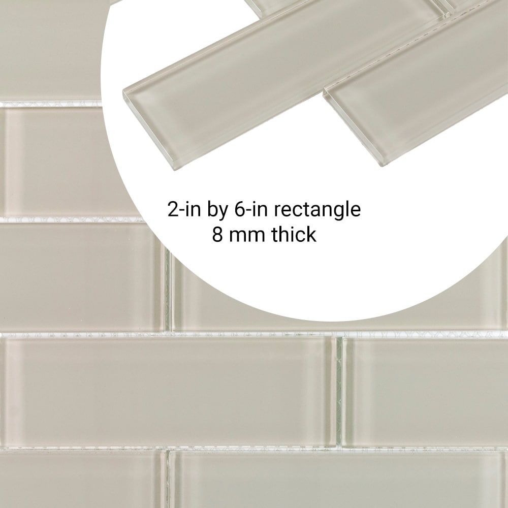 Elida Ceramica 2-in x 6-in Beige Glossy Glass Brick Mosaic Wall Tile, 12-in x 12-in Sheet