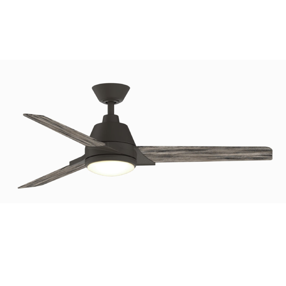 Fanimation Studio Collection Pyramid 52-in Matte Greige LED Indoor/Outdoor Ceiling Fan with Remote, Weathered Wood Blades (3-Blade)