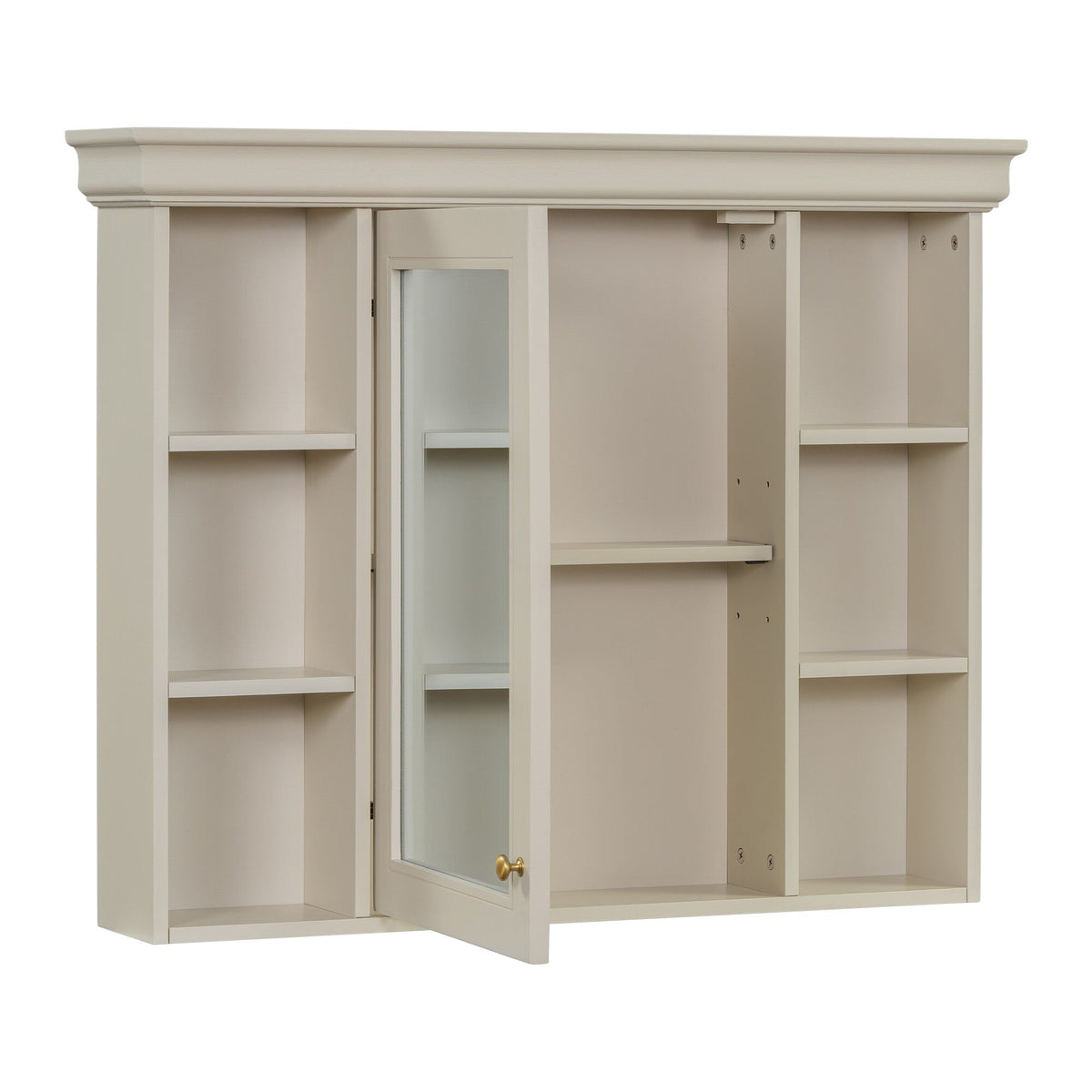 AAZJ MRS 35-in x 28-in Surface Mount Beige Mirrored Soft Close Medicine Cabinet