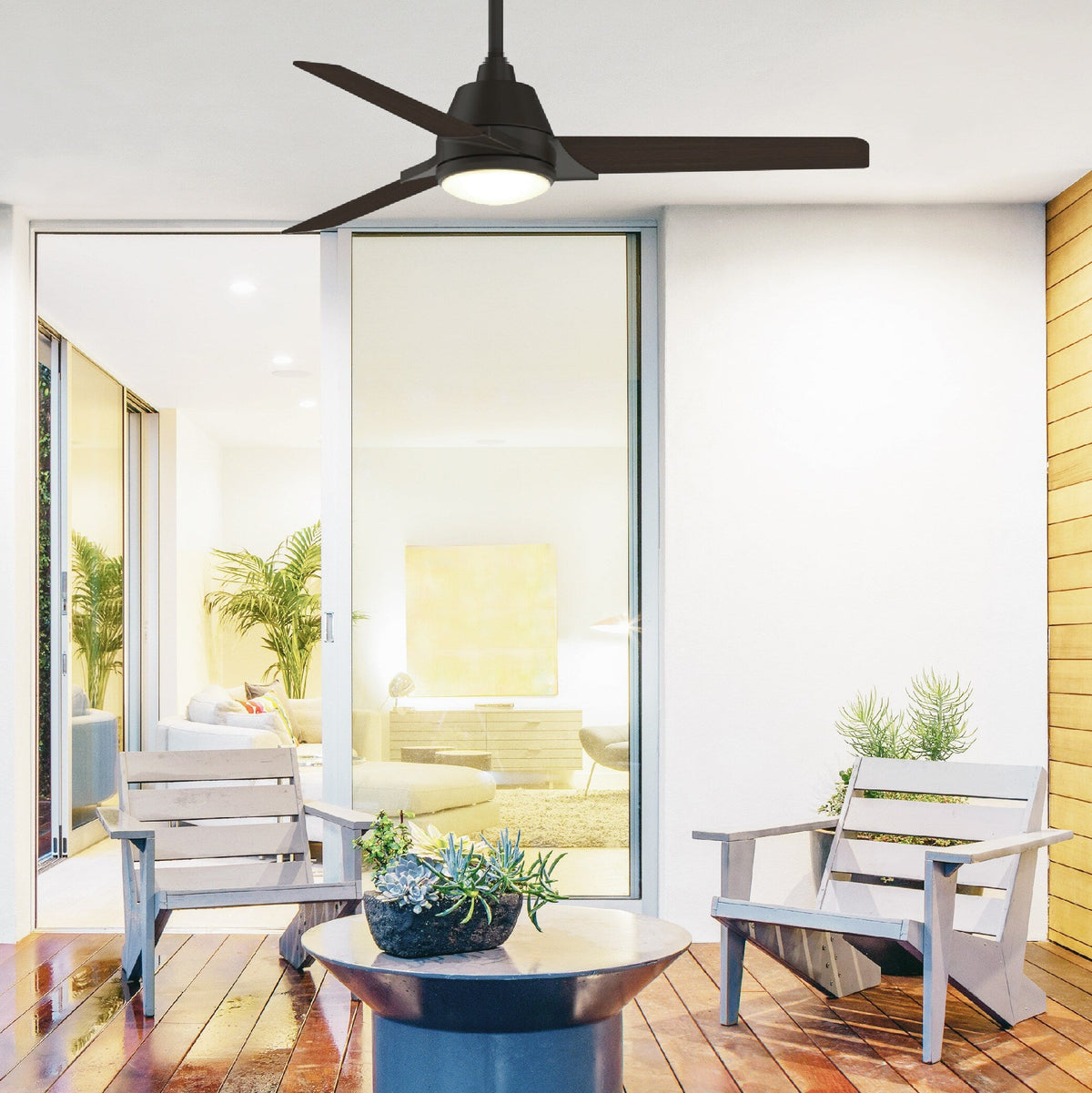 Fanimation Studio Collection Pyramid 52-in Aged Bronze LED Indoor/Outdoor Ceiling Fan with Remote (3-Blade)