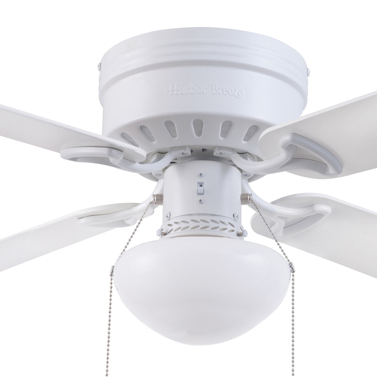 Harbor Breeze Armitage 42-in White LED Indoor Flush Mount Ceiling Fan with Light, 4-Blade