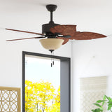 Harbor Breeze St Kitts 52-in Oil Rubbed Bronze LED Indoor/Outdoor Ceiling Fan with Light, 5 Hand-Carved Blades