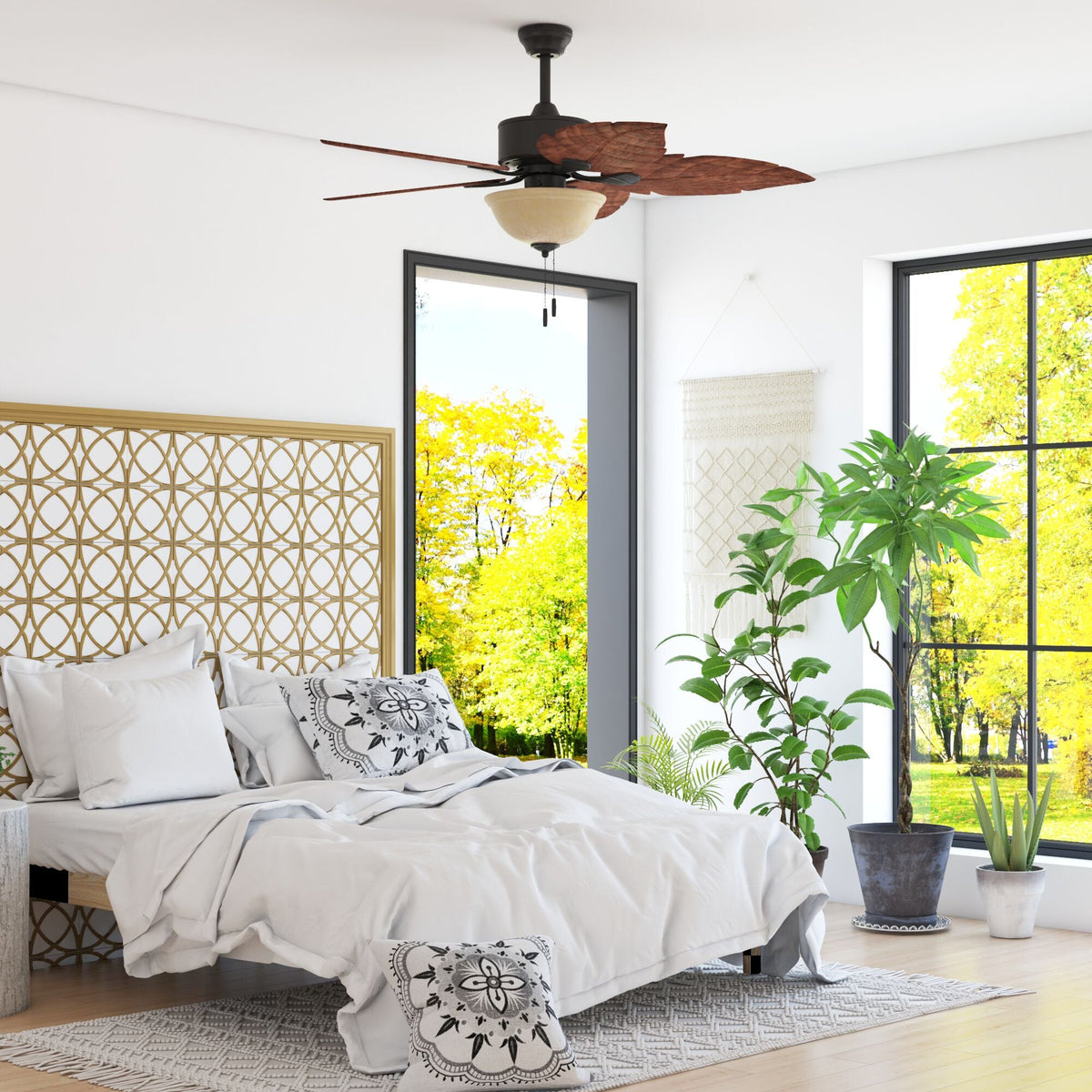 Harbor Breeze St Kitts 52-in Oil Rubbed Bronze LED Indoor/Outdoor Ceiling Fan with Light, 5 Hand-Carved Blades
