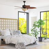 Harbor Breeze St Kitts 52-in Oil Rubbed Bronze LED Indoor/Outdoor Ceiling Fan with Light, 5 Hand-Carved Blades