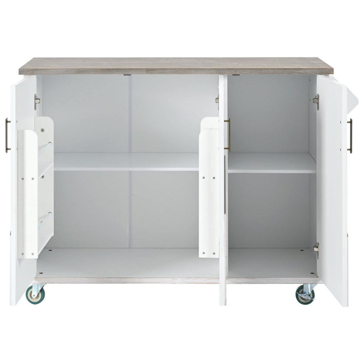 CESICIA White Mdf Base with Mdf Wood Top Rolling Kitchen Island (25.7-in x 51.57-in x 36.7-in)