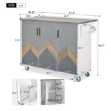 CESICIA White Mdf Base with Mdf Wood Top Rolling Kitchen Island (25.7-in x 51.57-in x 36.7-in)
