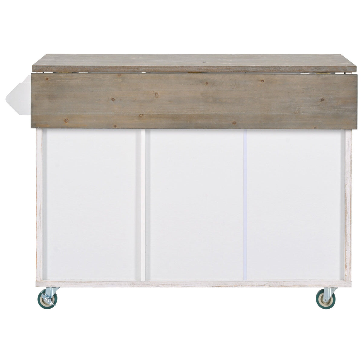 CESICIA White Mdf Base with Mdf Wood Top Rolling Kitchen Island (25.7-in x 51.57-in x 36.7-in)