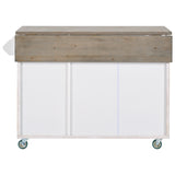 CESICIA White Mdf Base with Mdf Wood Top Rolling Kitchen Island (25.7-in x 51.57-in x 36.7-in)