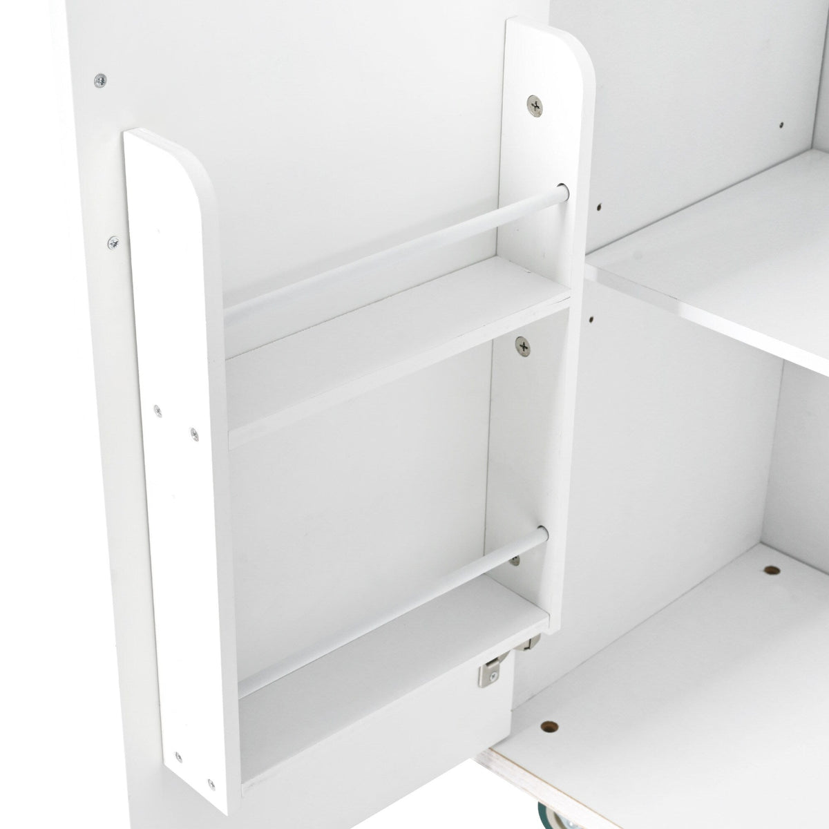 CESICIA White Mdf Base with Mdf Wood Top Rolling Kitchen Island (25.7-in x 51.57-in x 36.7-in)