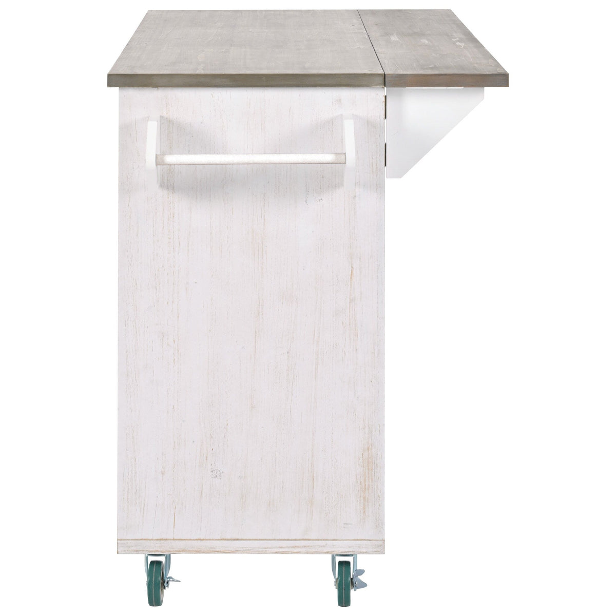 CESICIA White Mdf Base with Mdf Wood Top Rolling Kitchen Island (25.7-in x 51.57-in x 36.7-in)