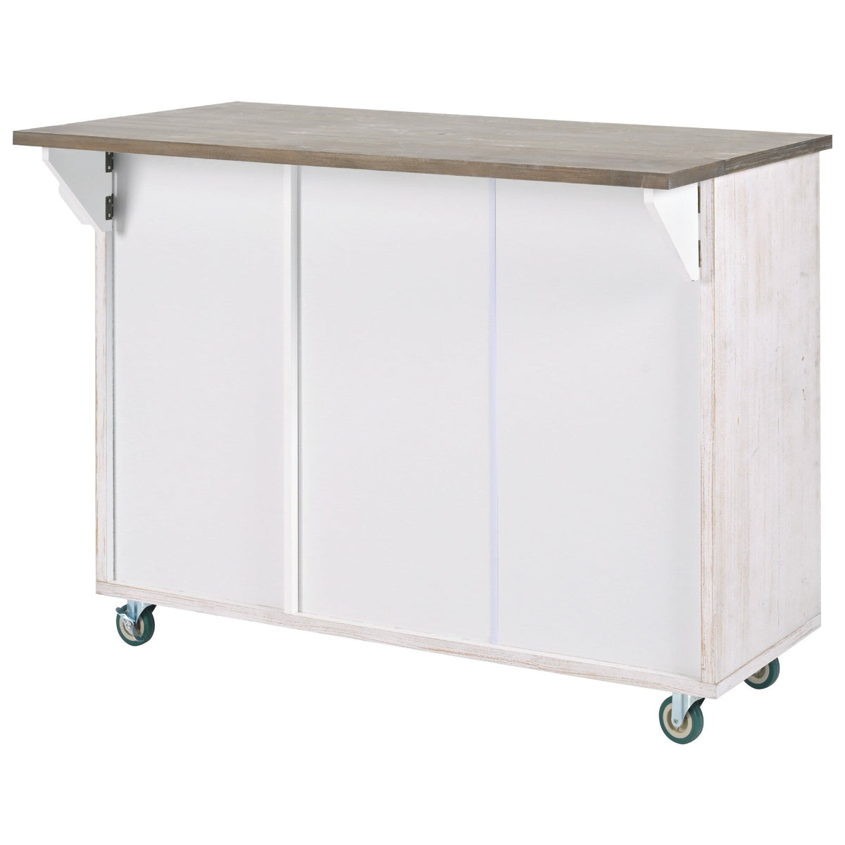 CESICIA White Mdf Base with Mdf Wood Top Rolling Kitchen Island (25.7-in x 51.57-in x 36.7-in)