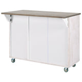 CESICIA White Mdf Base with Mdf Wood Top Rolling Kitchen Island (25.7-in x 51.57-in x 36.7-in)