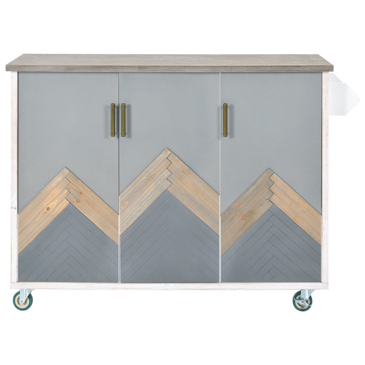 CESICIA White Mdf Base with Mdf Wood Top Rolling Kitchen Island (25.7-in x 51.57-in x 36.7-in)