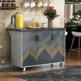 CESICIA White Mdf Base with Mdf Wood Top Rolling Kitchen Island (25.7-in x 51.57-in x 36.7-in)