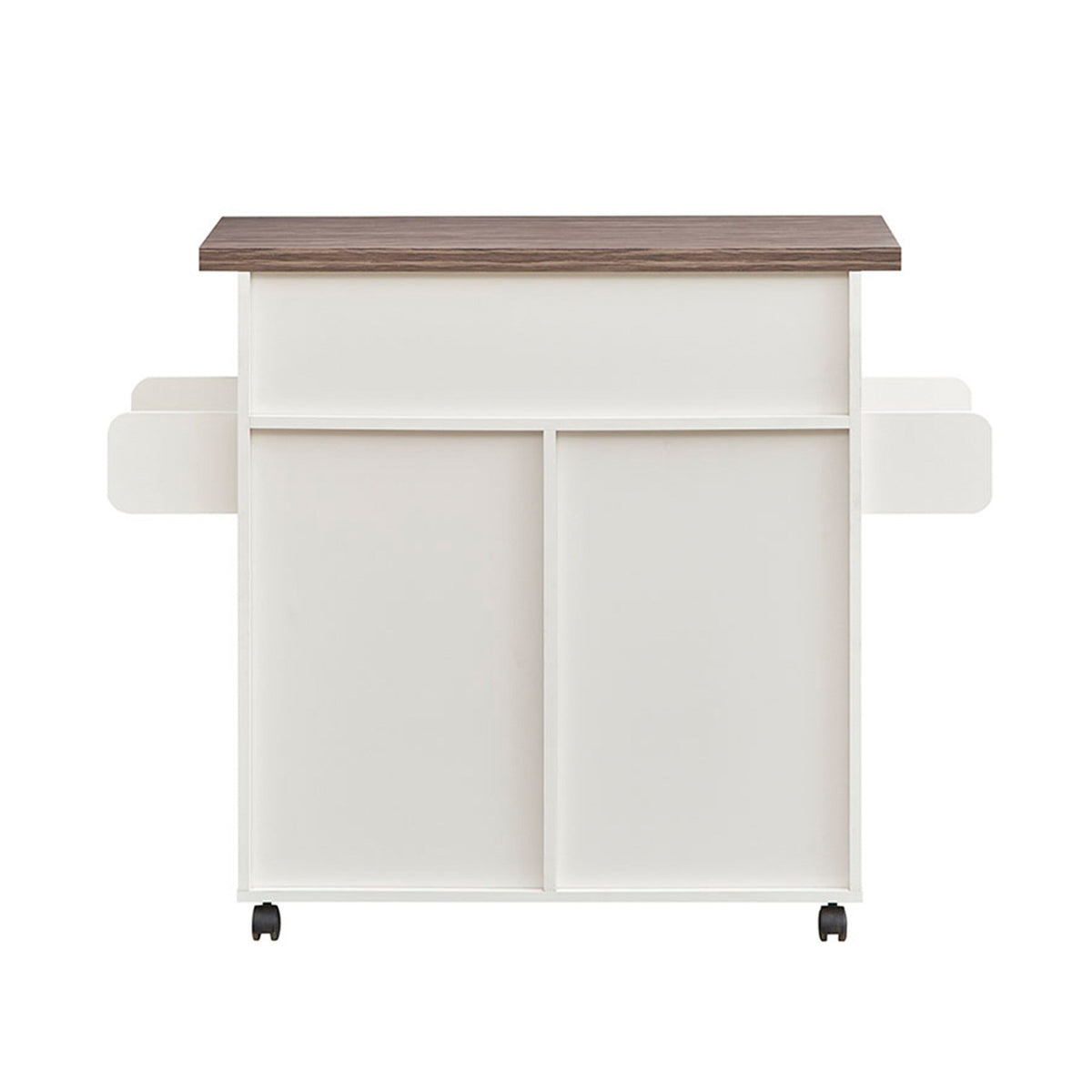 CESICIA White Wood Base with Wood Top Rolling Kitchen Island (15.3-in x 45-in x 35.25-in)