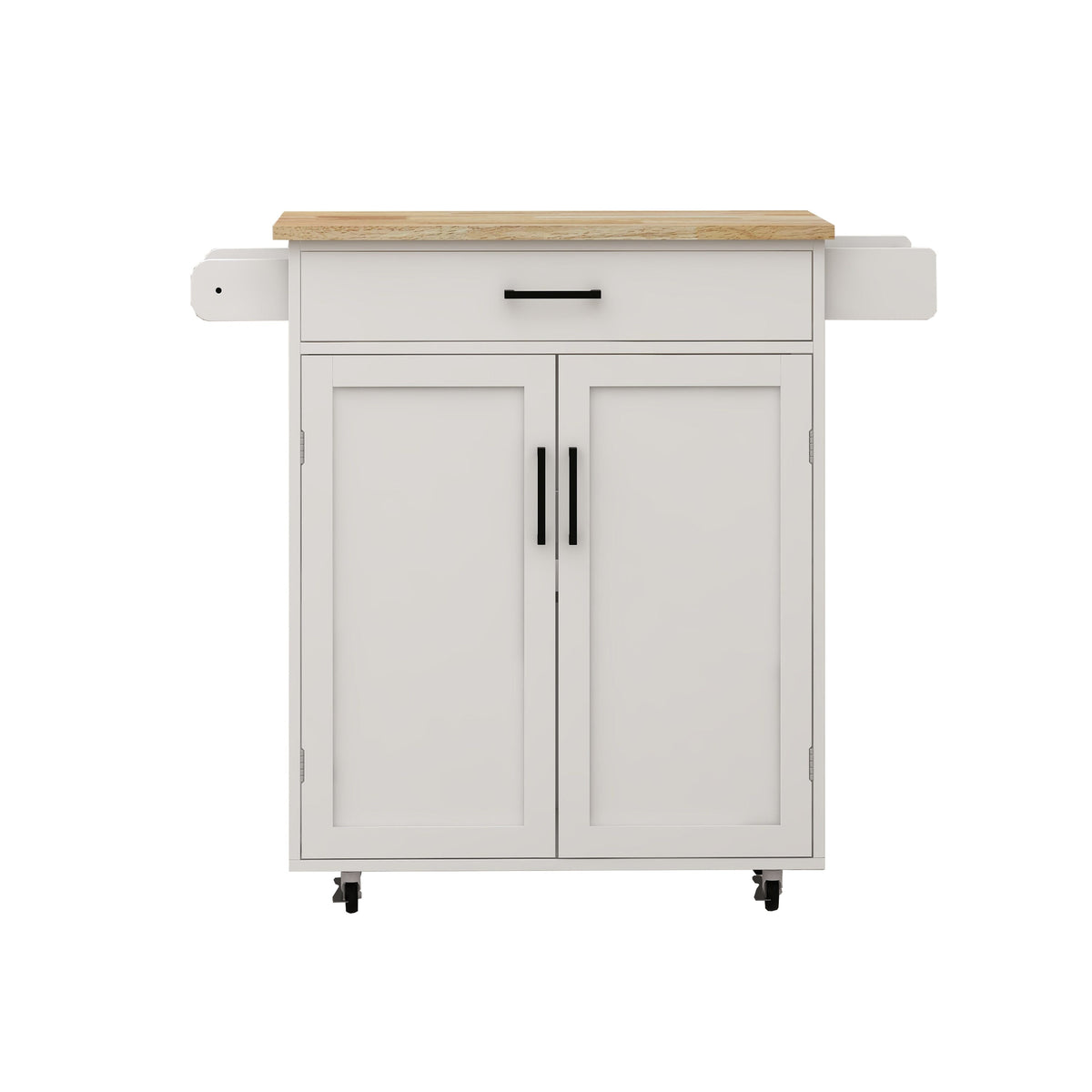 CESICIA White Mdf Base with Mdf Wood Top Rolling Kitchen Island (17.72-in x 28.74-in x 36.22-in)