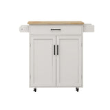 CESICIA White Mdf Base with Mdf Wood Top Rolling Kitchen Island (17.72-in x 28.74-in x 36.22-in)