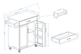 CESICIA White Mdf Base with Mdf Wood Top Rolling Kitchen Island (17.72-in x 28.74-in x 36.22-in)