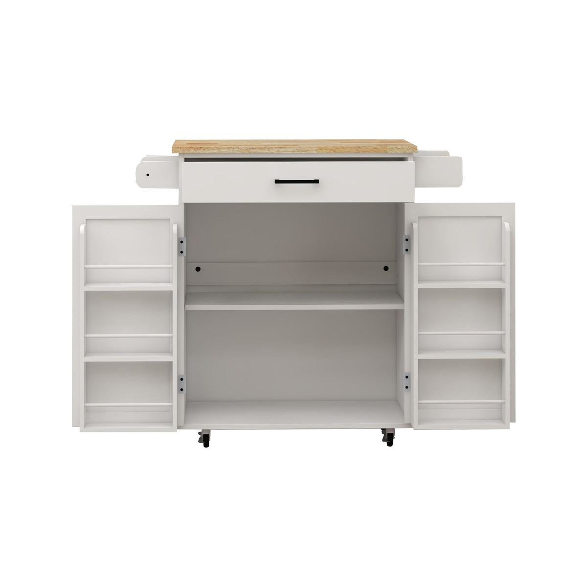 CESICIA White Mdf Base with Mdf Wood Top Rolling Kitchen Island (17.72-in x 28.74-in x 36.22-in)