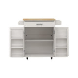 CESICIA White Mdf Base with Mdf Wood Top Rolling Kitchen Island (17.72-in x 28.74-in x 36.22-in)