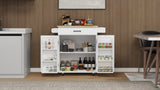 CESICIA White Mdf Base with Mdf Wood Top Rolling Kitchen Island (17.72-in x 28.74-in x 36.22-in)