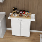 CESICIA White Mdf Base with Mdf Wood Top Rolling Kitchen Island (17.72-in x 28.74-in x 36.22-in)
