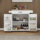 CESICIA White Mdf Base with Mdf Wood Top Rolling Kitchen Island (17.72-in x 28.74-in x 36.22-in)