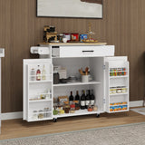 CESICIA White Mdf Base with Mdf Wood Top Rolling Kitchen Island (17.72-in x 28.74-in x 36.22-in)