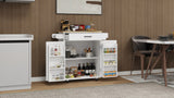 CESICIA White Mdf Base with Mdf Wood Top Rolling Kitchen Island (17.72-in x 28.74-in x 36.22-in)