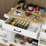CESICIA White Mdf Base with Mdf Wood Top Rolling Kitchen Island (17.72-in x 28.74-in x 36.22-in)